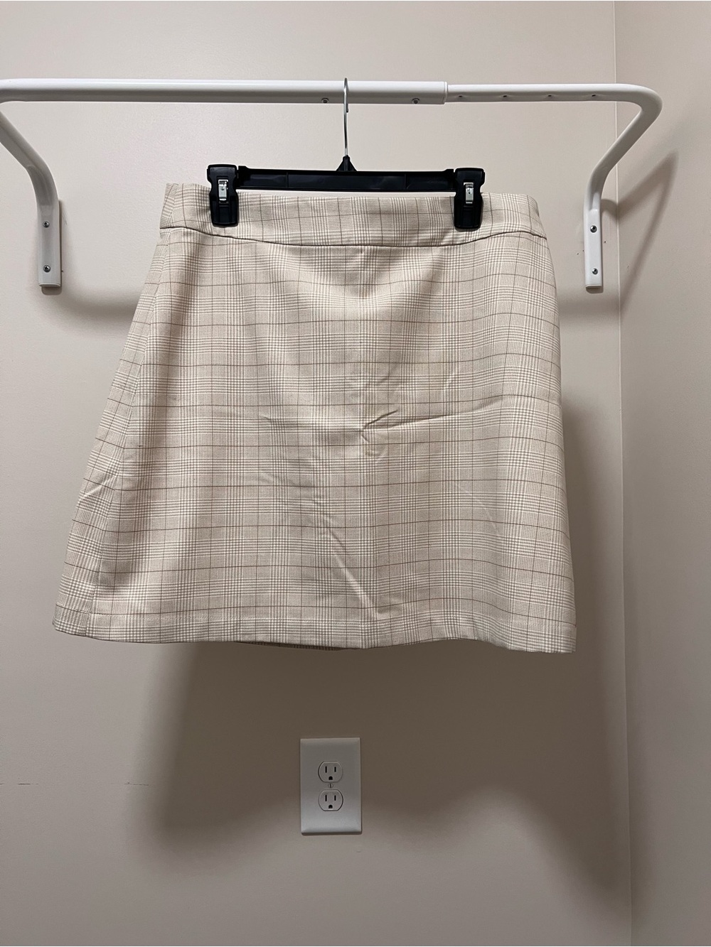 The Limited Cream Plaid A-Line Mini Skirt